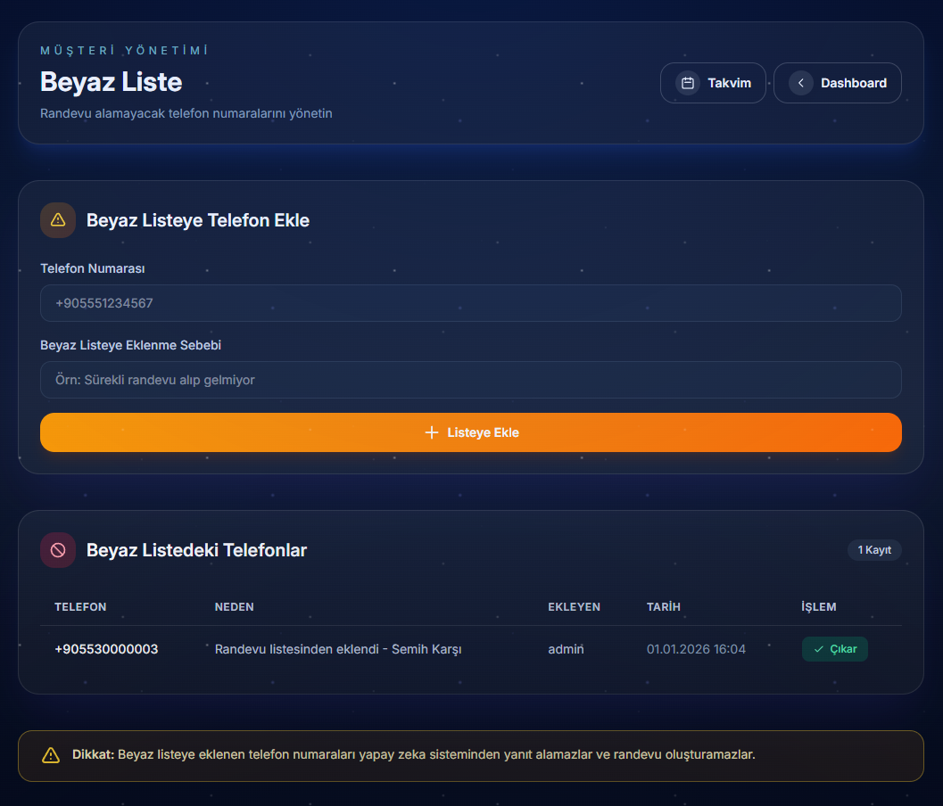 Beyaz liste telefon ekleme formu