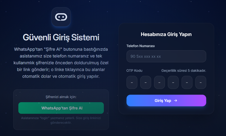 Assistly güvenli giriş ekranı