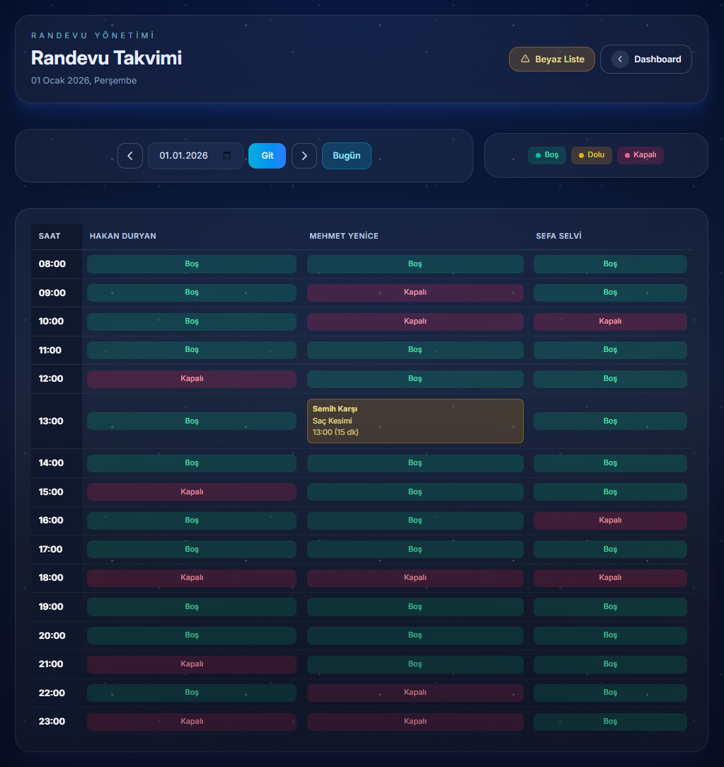 Randevu takvimi detaylı görünüm